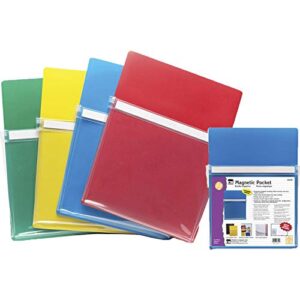 charles leonard magnetic pockets 26400, holds up to 2.5 pounds, 4-pack, assorted colors, 4 pack