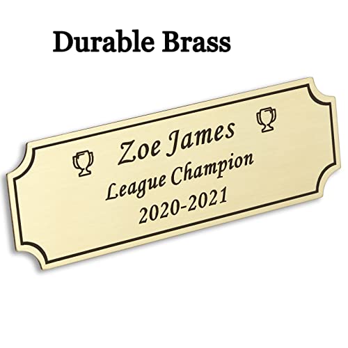 3"W x 1"H, Custom Elegant Engraved Plate, Personalized Memorial Name Plate for Trophy, Frames, Urn, Brass or Stainless Steel Laser Engraved Plaque with Adhesive Backing or Screws (Silver, Gold)