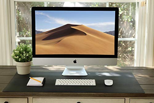 Leather Desk Pad 36" x 20", Vine Creations Office Desk Mat Waterproof Black, Smooth PU Leather Large Mouse Pad and Writing Surface, Top of Desks Protector, Wide Dual-Sided Blotter Accessories Decor