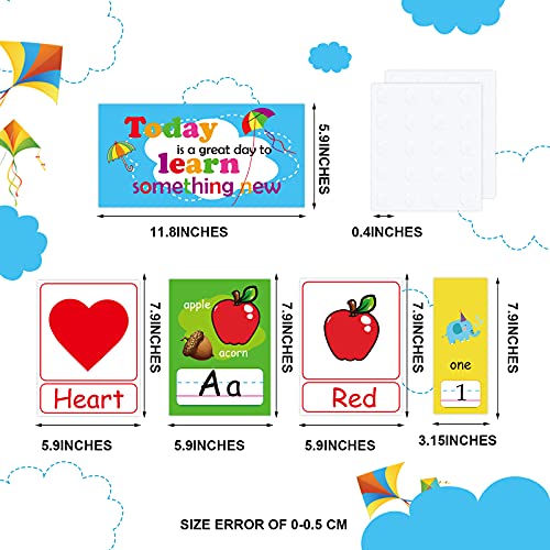 58 Pieces Educational Preschool Cards Kids Early Learning Poster Alphabet Number Colors and Shapes Bulletin Board Decoration Kindergarten Classroom Learning Card with Glue Point Dot (Rich Style)