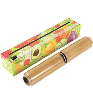 chicwrap veggies refillable plastic wrap dispenser with slide cutter and 250′ of professional bpa free plastic wrap
