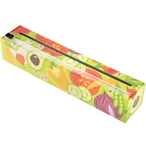 Chicwrap Veggies Refillable Plastic Wrap Dispenser with Slide Cutter and 250' of Professional BPA Free Plastic Wrap