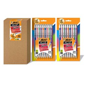 bic xtra-sparkle mechanical pencil, medium point (0.7mm), fun design with colorful barrel, 48-count