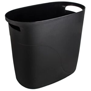 jiatua plastic small trash can slim waste basket with handles 3.2 gallon narrow garbage container bin for bathroom, bedroom, kitchen, home office under desk, dorm, laundry room, kids room, black