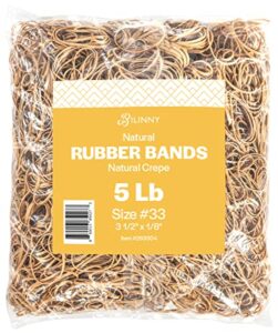 bilinny rubber bands size 33 – 5 lb. bulk pack made in usa – tan color – 3.5 x 1/8 inches rubberbands