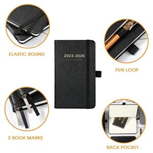 2023-2026 Pocket Planner - Monthly Pocket Planner (36-Month) with 60 Notes Pages, Jul. 2023 - Jun. 2026, 6.2" x 4", 3 Year Monthly Planner with Contacts, Holidays and Pen Holder, Back Pocket with Thick Paper - Black
