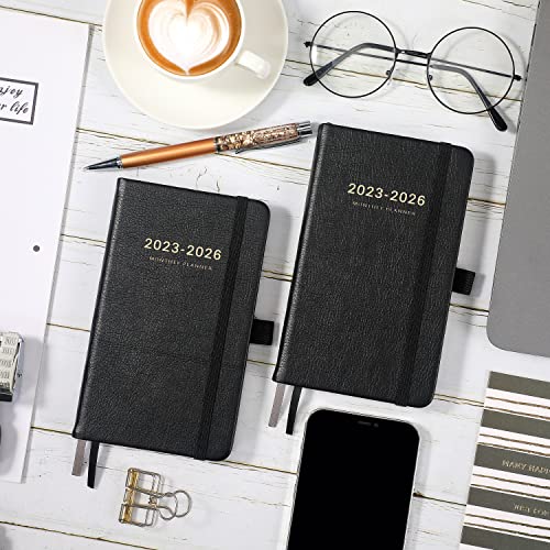 2023-2026 Pocket Planner - Monthly Pocket Planner (36-Month) with 60 Notes Pages, Jul. 2023 - Jun. 2026, 6.2" x 4", 3 Year Monthly Planner with Contacts, Holidays and Pen Holder, Back Pocket with Thick Paper - Black