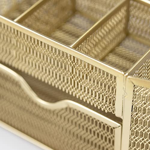 BLU MONACO Beautiful Gold Desk Organizer - Made of Metal with Gold Finish - Gold Desk Accessories - Storage for Paper and Office Supplies - Desk Organizer Gold - Storage for Home or Office