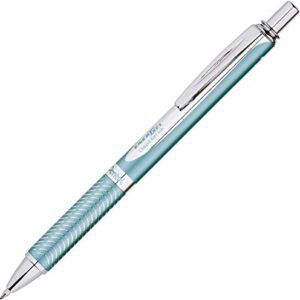 Pentel Energel Alloy Rt Retractable Liquid Black Ink Gel Pens, 3 Pack, 0.7mm Medium Metal Tip, Black, Silver, & Aquamarine Color Barrel, Professional Pentel Pens For Business Executive Women & Men.