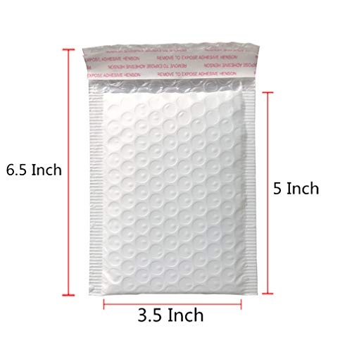 3.5x5 Inch White Poly Bubble Mailers Padded Envelopes, Self-Sealing Shipping Bags 50 Pack