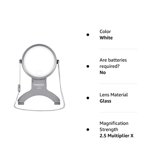 EasyLifeCare Hands Free Chest Rest LED Magnifier - Neck Wear Visual Aid Illuminated Magnifying Glass for Low Vision & Visually Impaired Seniors - Portable - Gifts for Mom, Dad, Grandmother, Women, Men