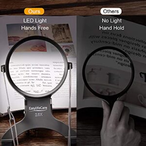 EasyLifeCare Hands Free Chest Rest LED Magnifier - Neck Wear Visual Aid Illuminated Magnifying Glass for Low Vision & Visually Impaired Seniors - Portable - Gifts for Mom, Dad, Grandmother, Women, Men