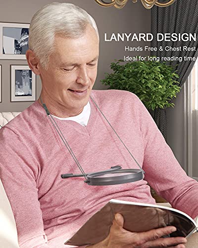 EasyLifeCare Hands Free Chest Rest LED Magnifier - Neck Wear Visual Aid Illuminated Magnifying Glass for Low Vision & Visually Impaired Seniors - Portable - Gifts for Mom, Dad, Grandmother, Women, Men