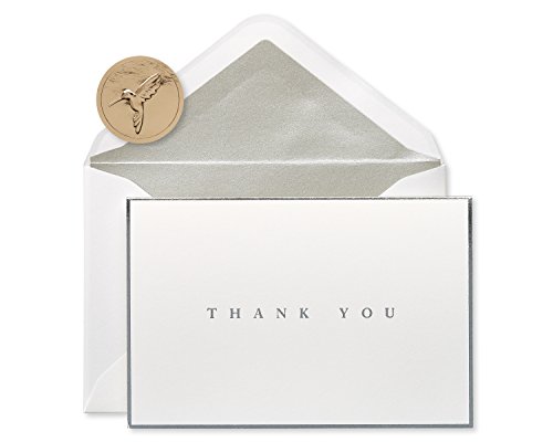 Papyrus Thank You Cards with Envelopes, Silver Border (16-Count)