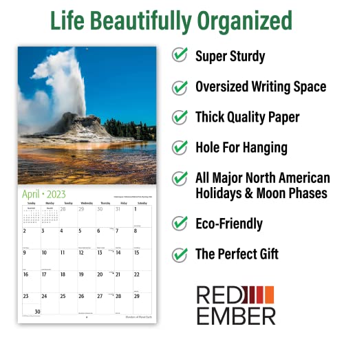RED EMBER Wonders of Planet Earth 2023 Hangable Monthly Wall Calendar | 12" x 24" Open | Thick & Sturdy Paper | Giftable | Absolutely Astounding