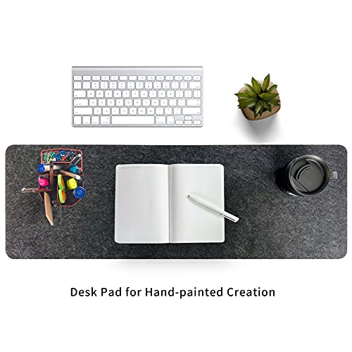 Large Felt Desk Pad | Computer Mat for Desk(36x12Inches)|Desk Mat for Keyboard and Mouse|Dark Grey