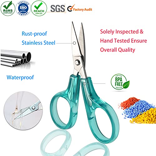 PAFASON Sharpest & Precise Stainless Steel Curved Straight Thread Yarn Fabric Cutting Mini Scissors with Protective Cover - Ideal for Embroidery Quilting Sewing Knitting Crafting Cross Stitch Crochet