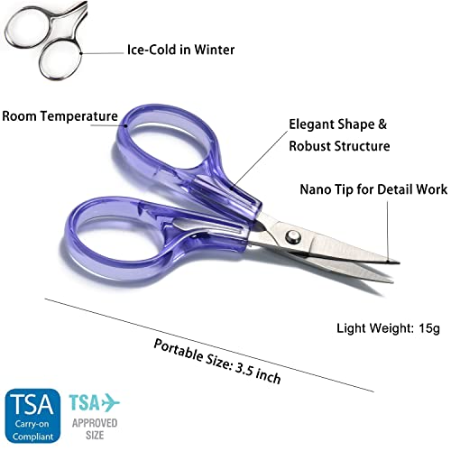 PAFASON Sharpest & Precise Stainless Steel Curved Straight Thread Yarn Fabric Cutting Mini Scissors with Protective Cover - Ideal for Embroidery Quilting Sewing Knitting Crafting Cross Stitch Crochet