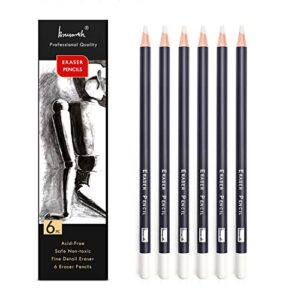 brusarth eraser pencils set – professional 3pc erasing small details or add highlights for sketching pencils, colored pencils, charcoal drawings. fine detail eraser for beginners & artists