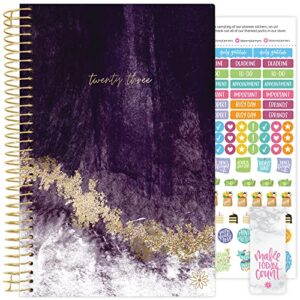 bloom daily planners 2023 Calendar Year Day Planner (January 2023 - December 2023) - 5.5” x 8.25” - Weekly/Monthly Agenda Organizer Book with Stickers & Bookmark - Purple Crystal