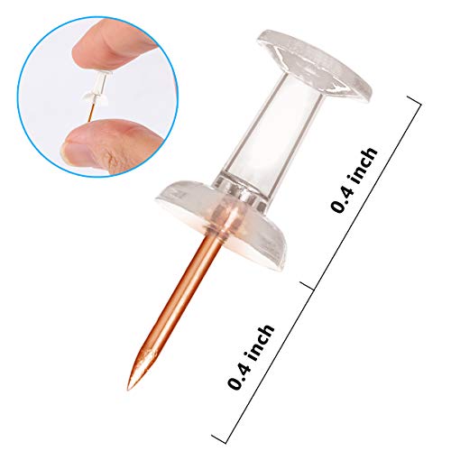 Yalis Push Pins Rose Gold Thumb Tacks 100-Count Standard Pins Gold Steel Point and Transparent Plastic Head