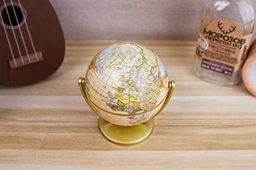 Annova Mini Antique Globe 4-inch / 10 cm - Swivels in All Directions Educational, Decorative, Unique, Small World, Desktop, Vintage (Mini Globe 4")