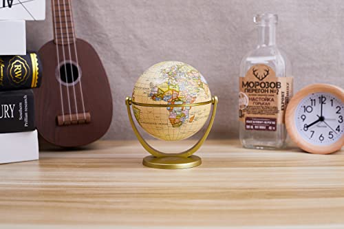 Annova Mini Antique Globe 4-inch / 10 cm - Swivels in All Directions Educational, Decorative, Unique, Small World, Desktop, Vintage (Mini Globe 4")