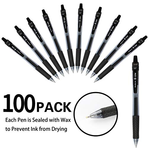 Black Gel Pens, 100 Pack Shuttle Art Retractable Medium Point Rollerball Gel Ink Pens Smooth Writing with Comfortable Grip for Office School Home Work