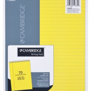 Mead Legal Pad, Top Spiral Bound, Wide Ruled Paper, 70 Sheets, 8-1/2" x 11", Yellow Cyan (MEA59880)