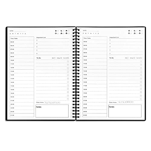 UtyTrees To Do List Notebook, Daily Planner Undated - Blank Hourly Schedules Appointment Planner, Time Planner, 7.6"x10.2" Bigger Planner, Time Management Manual and Planner, 96 Pages, Black