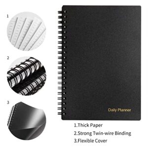 UtyTrees To Do List Notebook, Daily Planner Undated - Blank Hourly Schedules Appointment Planner, Time Planner, 7.6"x10.2" Bigger Planner, Time Management Manual and Planner, 96 Pages, Black