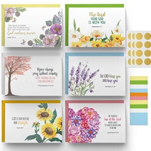 dessie inspirational christian greeting cards, 6 bible verses, blank inside for all occasions. assorted color envelopes and ‘blessed’ gold seals, 60 greeting cards