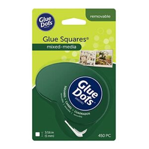 glue dots glu23681 removable 3/16″ square dispenser 450pc dispenser glue sq runremovable, clear