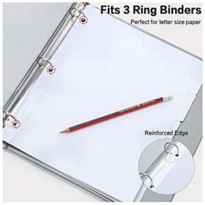 5-Tab Binder Dividers, HERKKA 3 Ring Binder Dividers with Reinforced Edge, 3 Hole Punch Section Index Dividers for Binders, 1/5-Cut Tabs, Letter Size, White, 120 Dividers