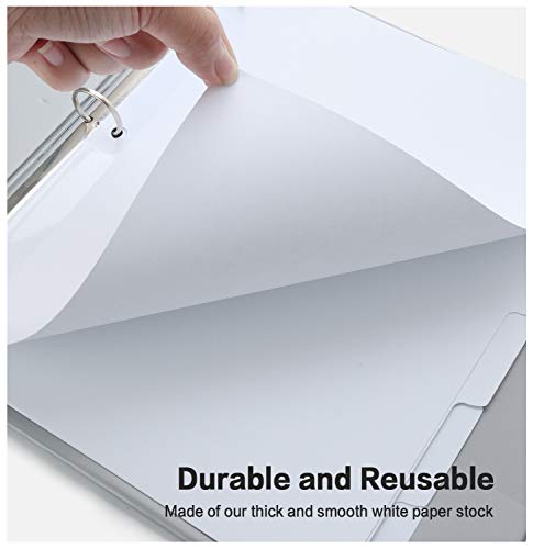 5-Tab Binder Dividers, HERKKA 3 Ring Binder Dividers with Reinforced Edge, 3 Hole Punch Section Index Dividers for Binders, 1/5-Cut Tabs, Letter Size, White, 120 Dividers