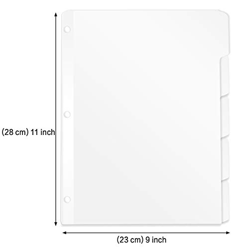 5-Tab Binder Dividers, HERKKA 3 Ring Binder Dividers with Reinforced Edge, 3 Hole Punch Section Index Dividers for Binders, 1/5-Cut Tabs, Letter Size, White, 120 Dividers