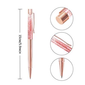 ZZTX 3 Pcs Rose Gold Ballpoint Pens Metal Pen Bling Dynamic Liquid Sand Pen With Refills Black Ink Office Supplies Gift Pens For Christmas Wedding Birthday