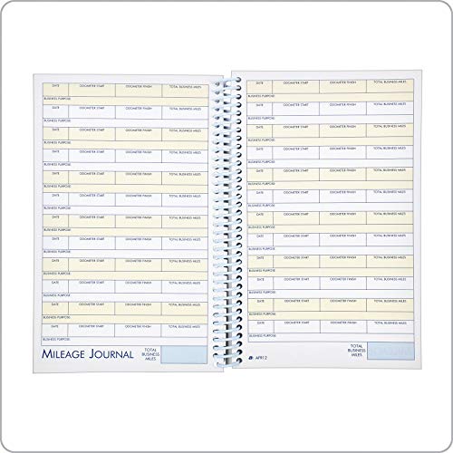 Adams ABFAFR12 Vehicle Mileage and Expense Journal, 5-1/4" x 8-1/2", Fits the Glove Box, Spiral Bound, 588 Mileage Entries, 6 Receipt Pockets,White