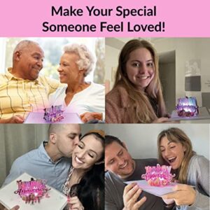 100 Greetings LIGHTS & MUSIC Happy Anniversary Card for Husband & Wife - Plays 'This Will Be' - Pop Up Card -– Happy Anniversary Cards for Couple –Wedding Anniversary Card for Couple - 1 Card Only