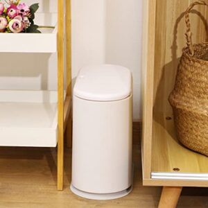 Cq acrylic 8L Slim Plastic Trash Can 2.1 Gallon Small Narrow Garbage Can with Press Top Lid,Dog Proof Wastebasket Trash Can for Bathroom,Living Room,Bedroom,Kitchen,Office,White