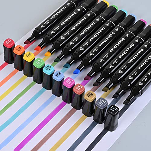 60 Color Alcohol Marker Pens， Bright Permanent ，for Coloring Art Markers for Kids, Adults Coloring Book, ， Wide Chisel and Thin Head Double-Head Design Equipped with, Black Suitcase