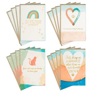 hallmark pet sympathy cards assortment, hearts and rainbows (16 cards and envelopes)