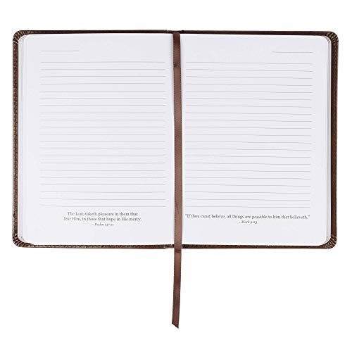 Christian Art Gifts Brown Faux Leather Journal | For I Know the Plans Jeremiah 29:11 Bible Verse | Handy-sized Flexcover Inspirational Notebook w/Ribbon 240 Lined Pages, Gilt Edges, 5.5 x 7 Inches