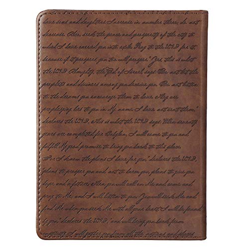 Christian Art Gifts Brown Faux Leather Journal | For I Know the Plans Jeremiah 29:11 Bible Verse | Handy-sized Flexcover Inspirational Notebook w/Ribbon 240 Lined Pages, Gilt Edges, 5.5 x 7 Inches