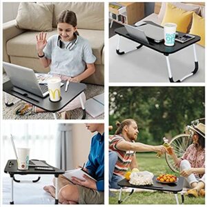 Laptop Desk, Astoryou Portable Laptop Bed Tray Table Bed Desk with Foldable Legs & Cup Slot for Eating, Working, Reading, Watching Movie on Bed Couch Sofa (Black)