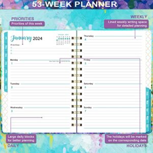 Planner 2023-2024 - Jul.2023 - Jun.2024, 2023-2024 Planner, Academic Planner 2023-2024, 2023-2024 Planner Weekly & Monthly with Tabs, 6.3" x 8.4", Hardcover + Back Pocket + Twin-Wire Binding, Daily Organizer - Oil Painting