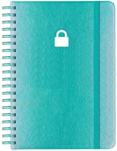 nokingo spiral password book with alphabetical tabs – 5×7 inch password organizer with a-z tabs for internet login, website, username, password. password keeper for home or office, pu cover, teal