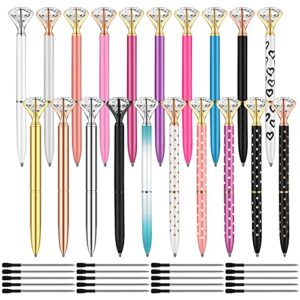 pasisibick 20 pieces diamond pens of cute beautiful ballpoint pens crystal diamond pen for women wedding bridal shower décor gifts with 20 pieces replacement refills(20 colors)