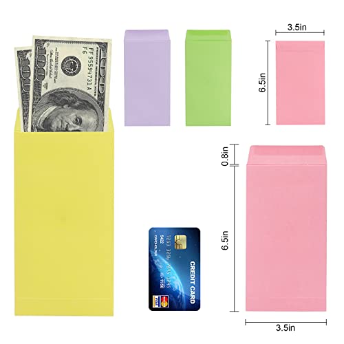 100 Pack Colorful Cash Envelopes 6.7x3.5 Fit for 100 Envelope Money Saving Challenge, Large Money Envelopes for Cash, Budgeting, Check, Coin, Tickets, Jewelry, small items & collectables