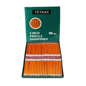 yethan half pencils with eraser tops 96pcs, golf, classroom, pew – #2 hb, hexagon, 96/box.